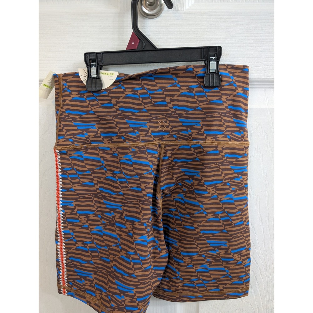 OFFLINE by Aerie Biker Shorts Goals Crochet Inset Womens Geometric NWT - Size M - Picture 3 of 8